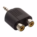 ADAPTADOR 2 JACK HEMBRA RCA A PLUG 3.5MM